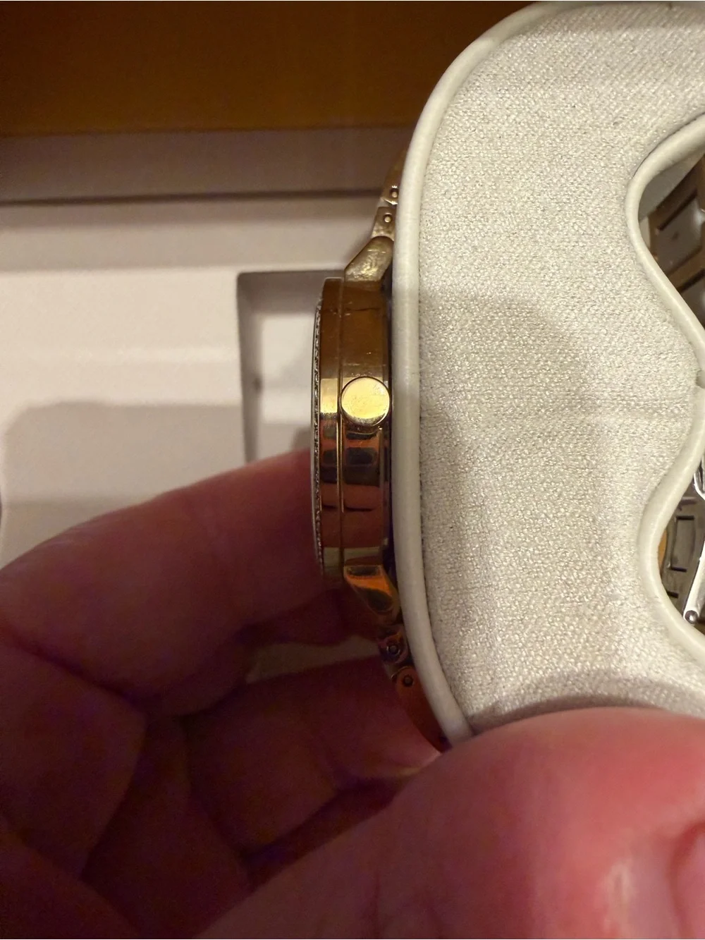 Movado Women’s BOLD Evolution Two-Tone Gold Bracelet Watch with Taupe Dial